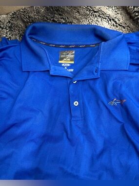 Greg Norman Collection Royal Blue Polo with Multicolor Shark Logo
